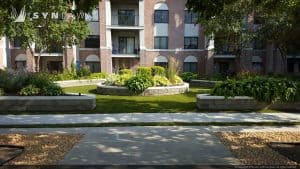 SYNLawn artificial grass commercial apartment complex common area