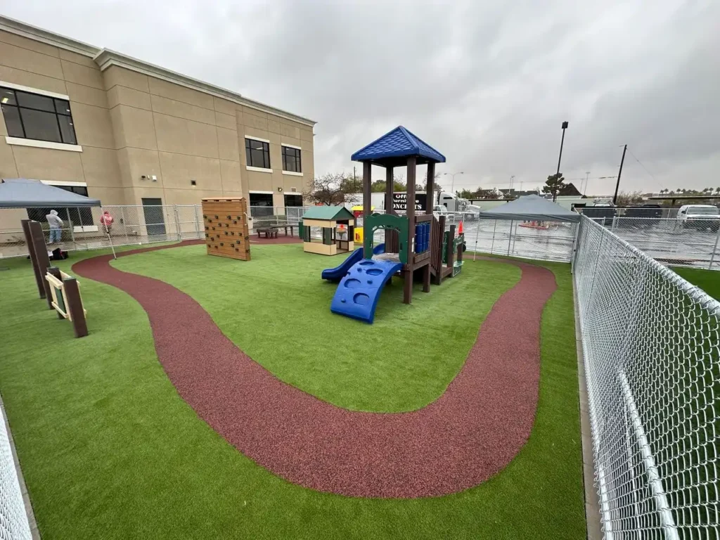 Artificial grass playground installed by SYNLawn