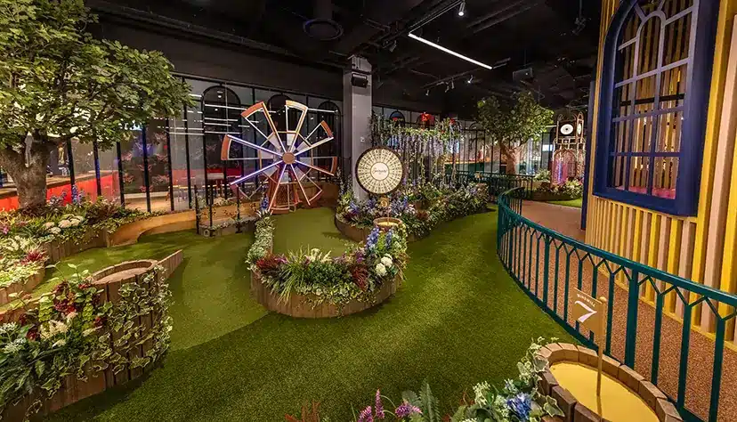 Indoor mini golf course installed by SYNLawn