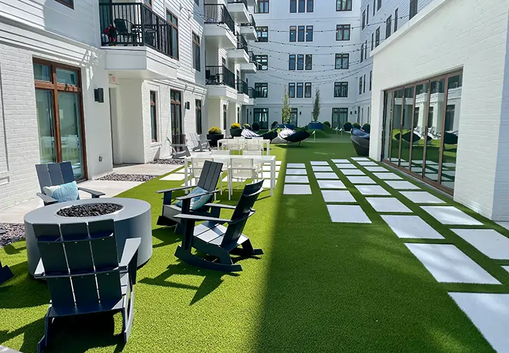 Artificial grass apartment lawn installed by SYNLawn